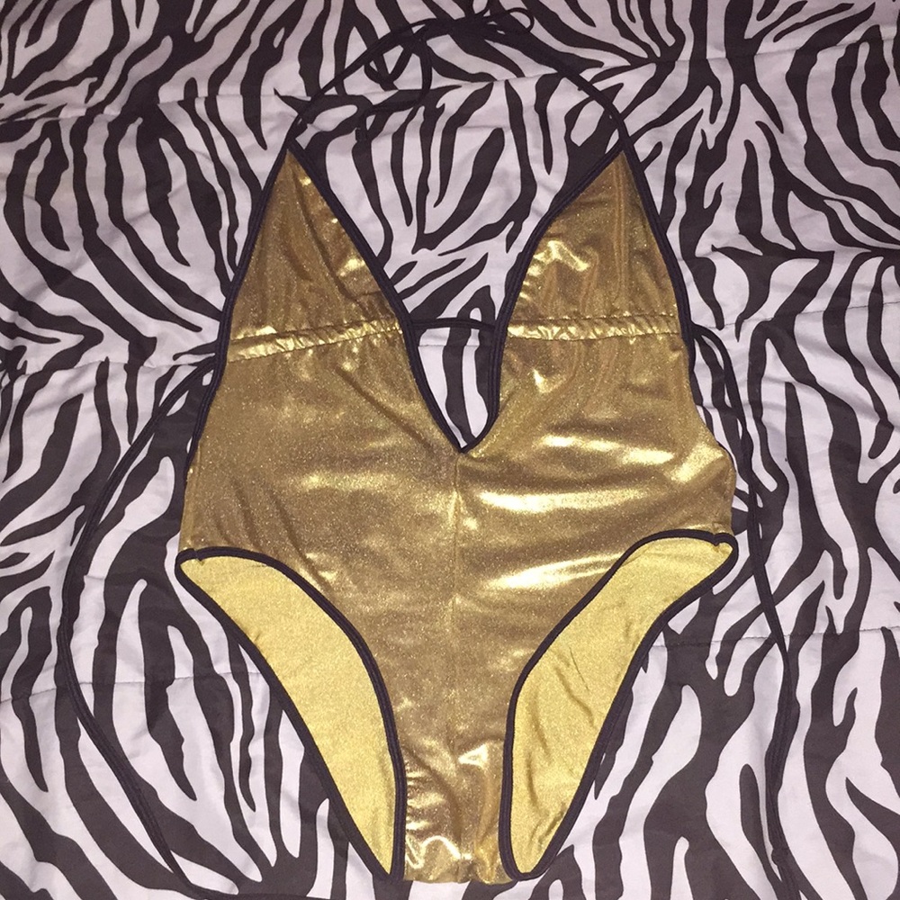 American apparel one piece gold swim suit
